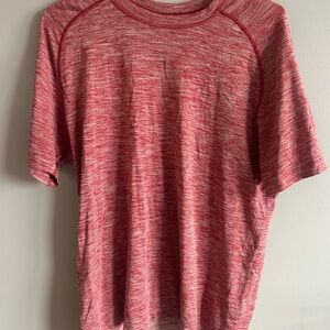 lululemon Red Heathered Metal Vent Short Sleeve Tee